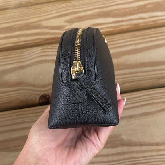 Tory Burch Leather Makeup Bag with Black with Gold Logo - Picture 4 of 8